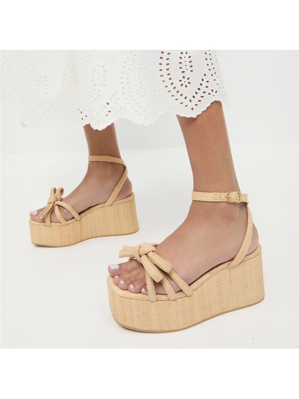 Loeffler Randall Hudson Natural Raffia Platform Sandals 8.5